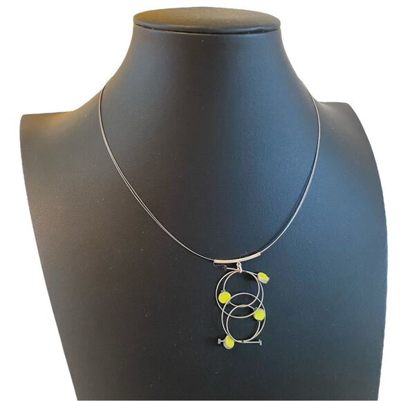 Delicate Looking Handmade Sterling Silver & Chartreuse Pendant Necklace - Picture 2 of 5